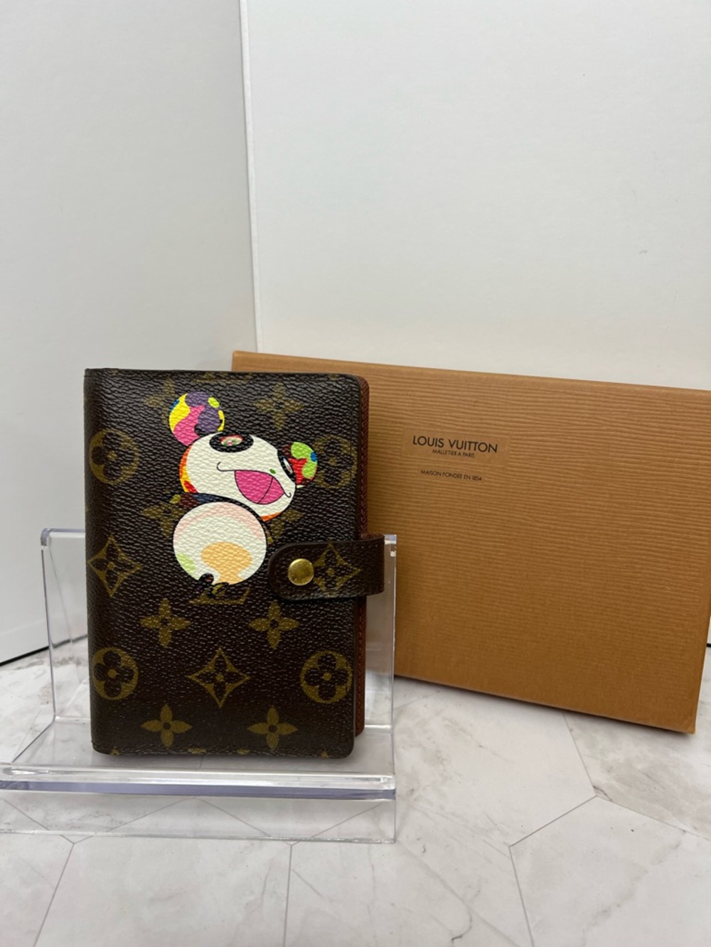 Louis Vuitton Takashi Murakami Multicolor Panda Canvas agenda Brown
